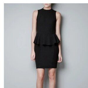 Zara W&B Collection Black Fitted Peplum Dress, US Small